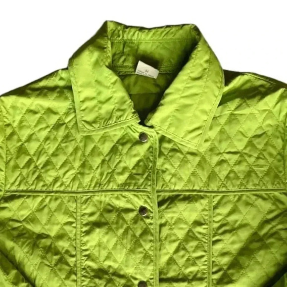 COCOON HOUSE Lime Green Light Weight Quilted Jacket Blazer Snap Closure M - Picture 8 of 8